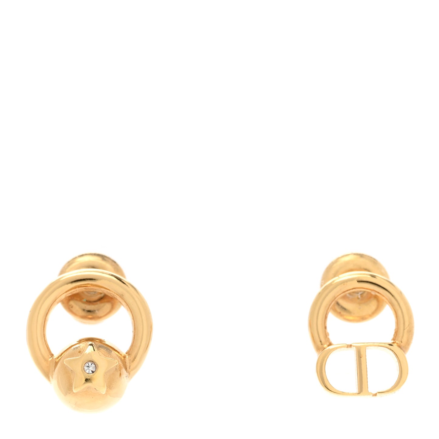 Metal CD Stud Earrings Gold