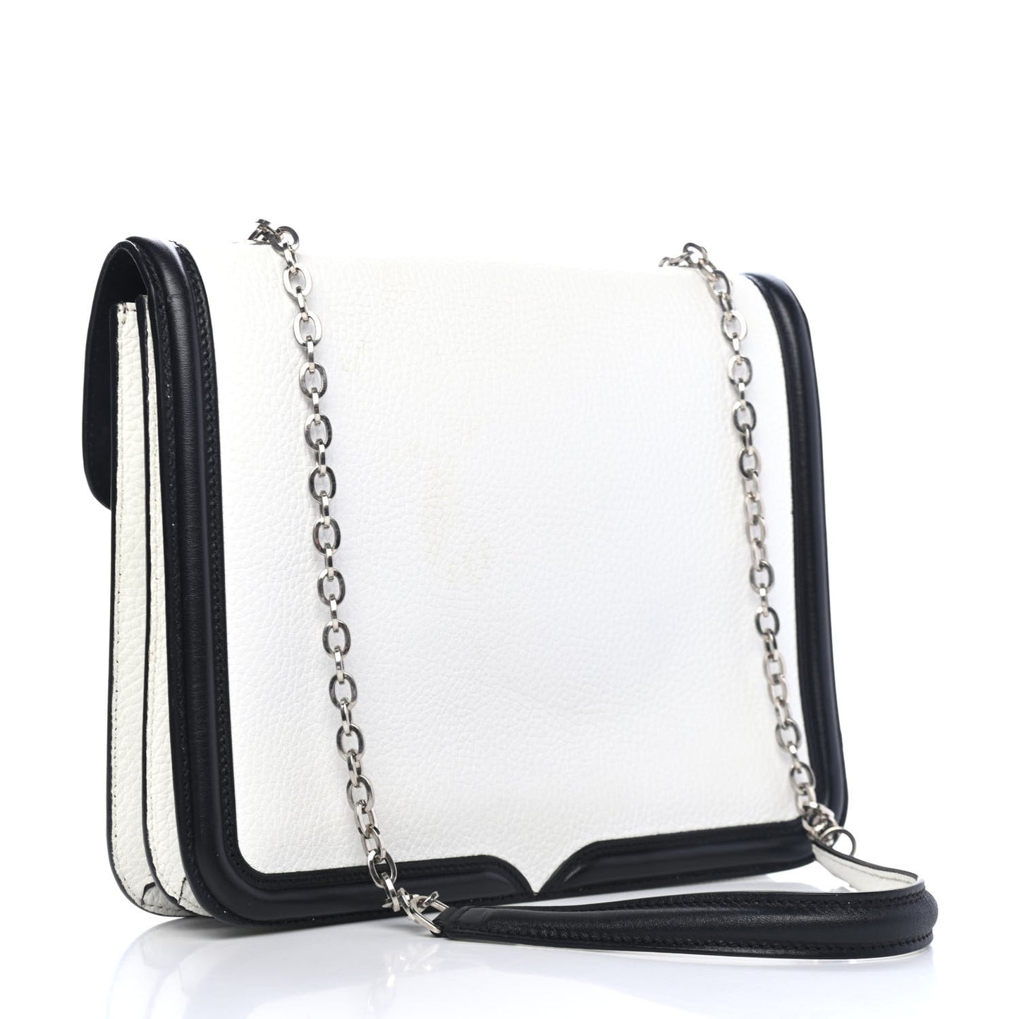 Grain Calfskin Heroine Chain Satchel Black White
