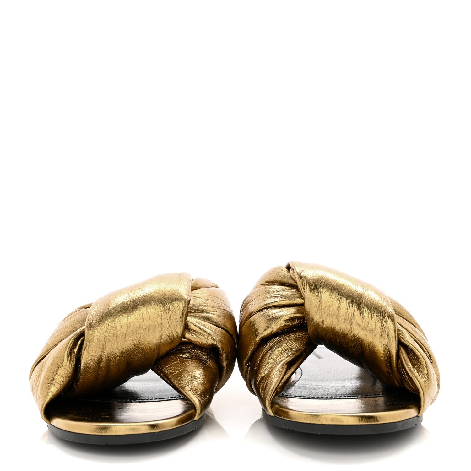 Balenciaga Metallic Lambskin Drapy Slide Sandals 36.5 Gold 2 of 10