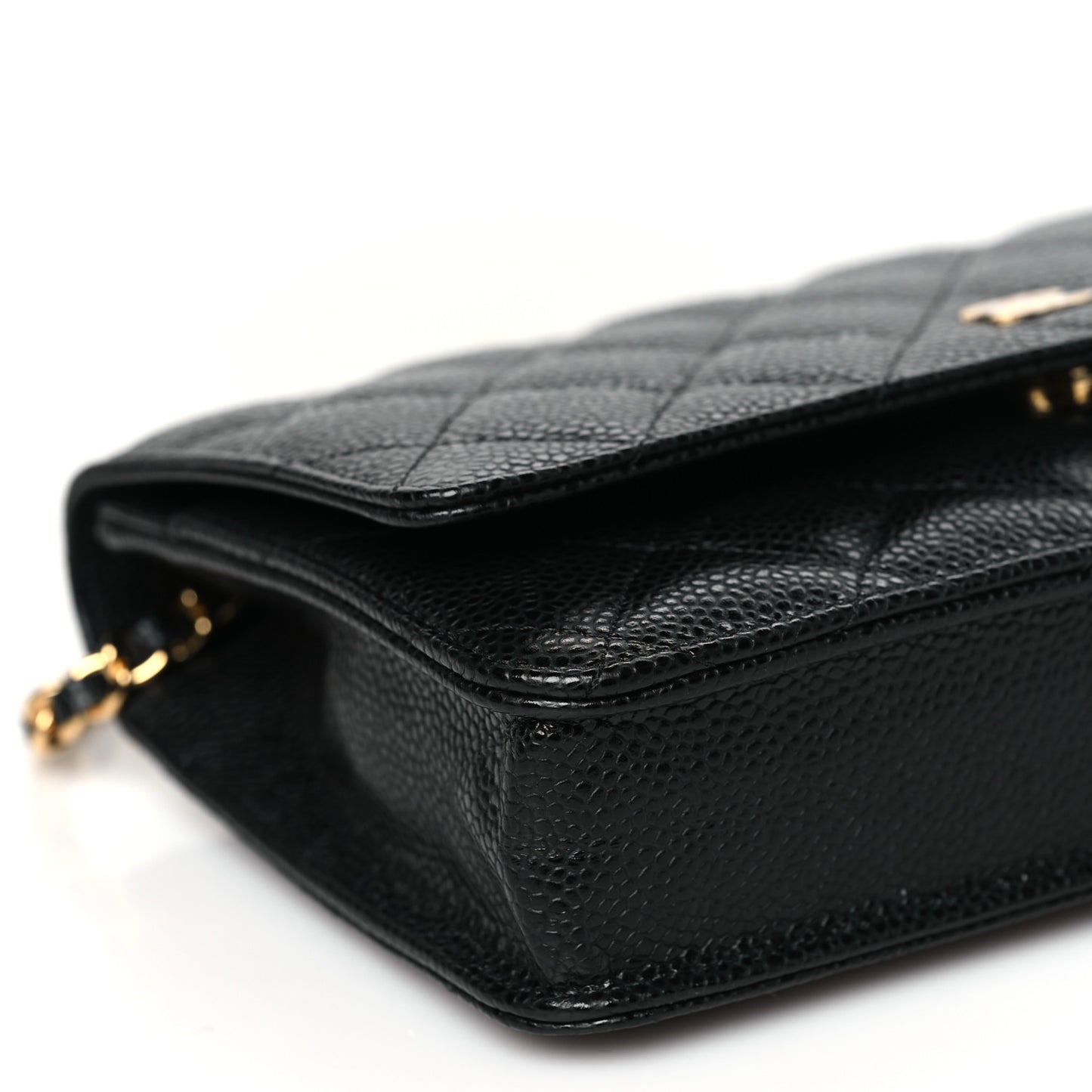 Caviar Quilted Wallet on Chain WOC Black
