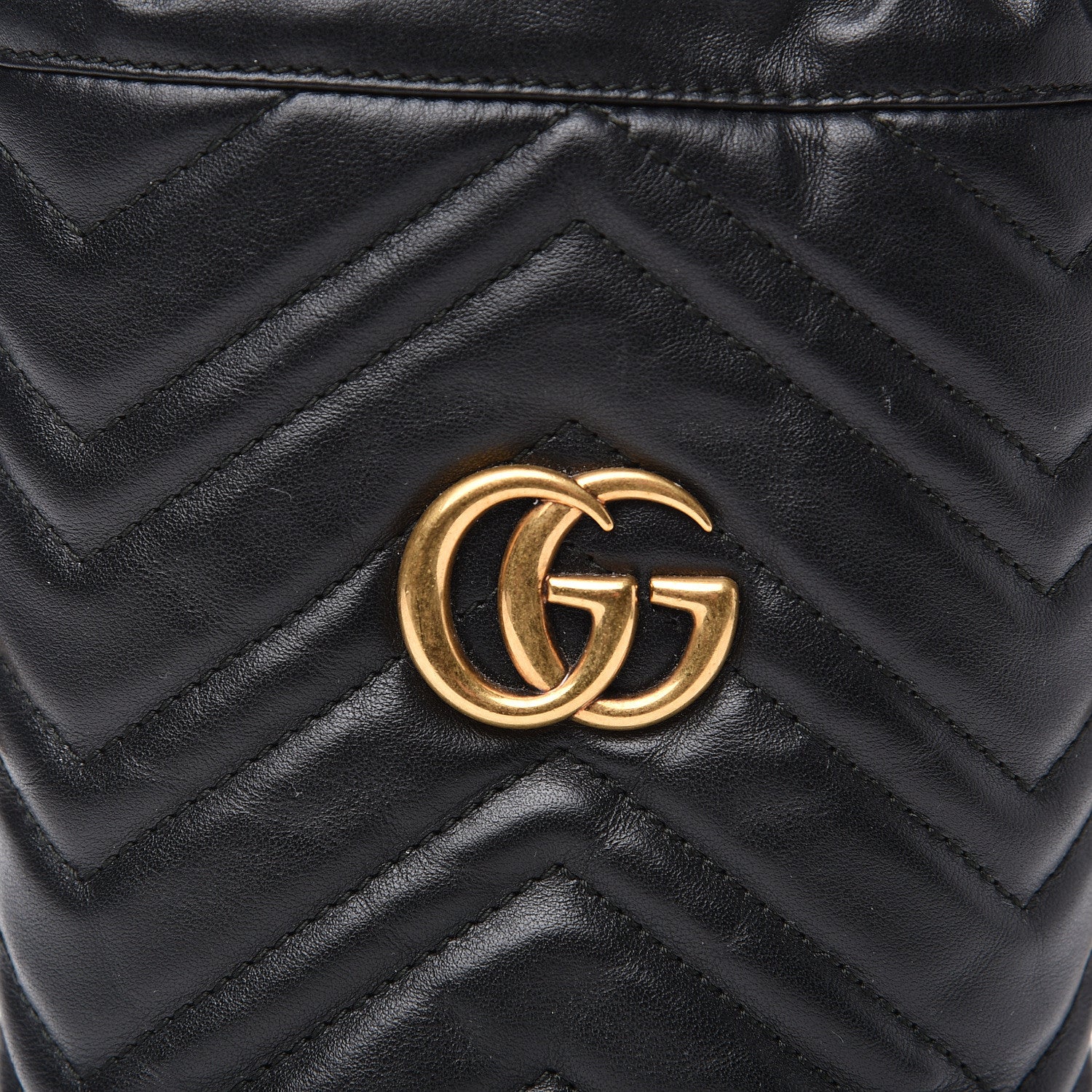 Gucci Calfskin Matelasse Mini GG Marmont 2.0 Bucket Bag Black 6 of 11