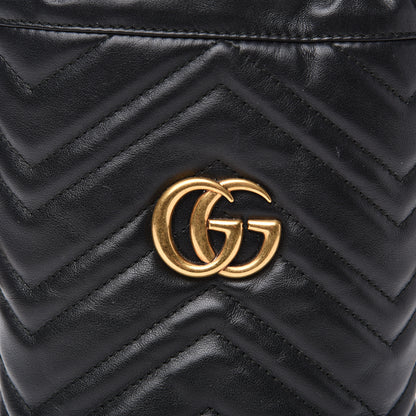 Gucci Calfskin Matelasse Mini GG Marmont 2.0 Bucket Bag Black 6 of 11