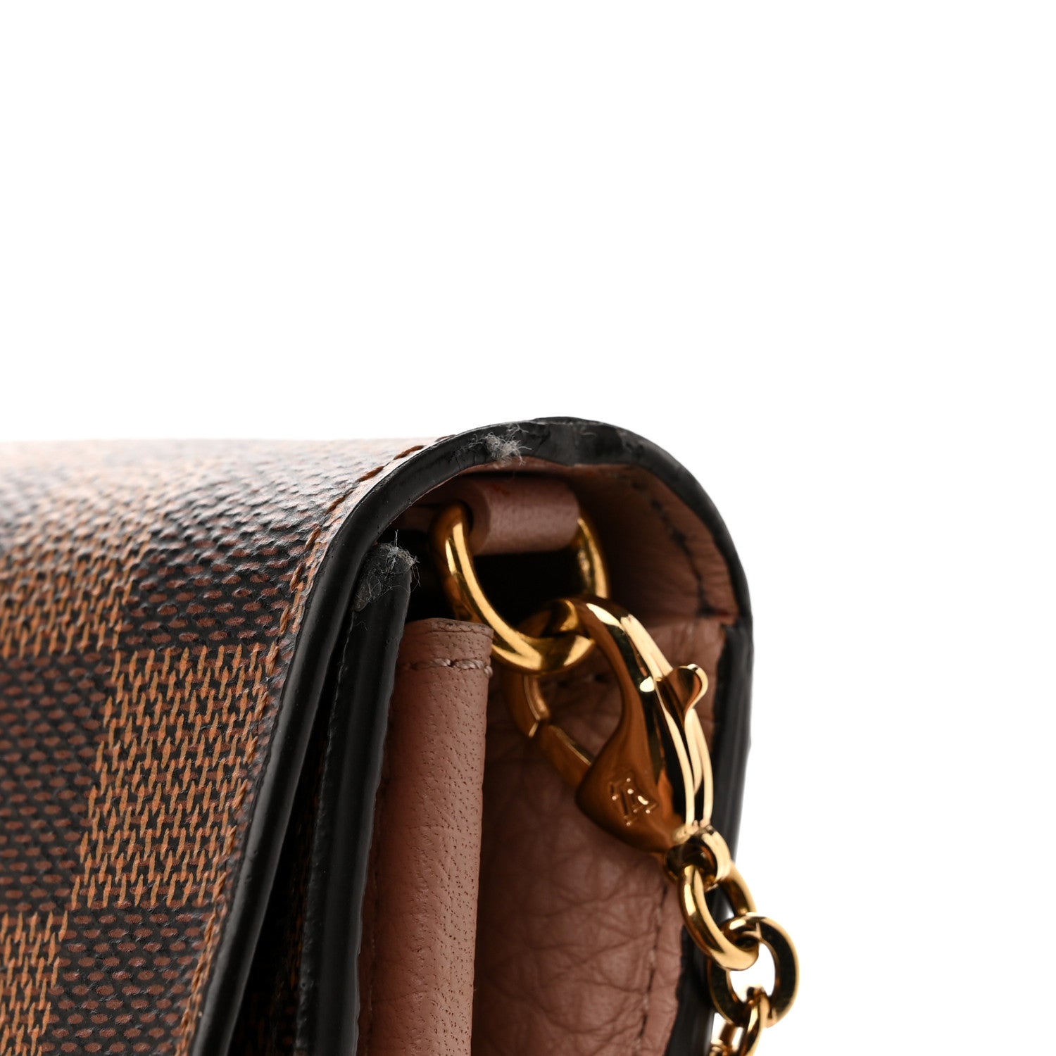 Louis Vuitton Damier Ebene Croisette Chain Wallet Rose Ballerine 12 of 16
