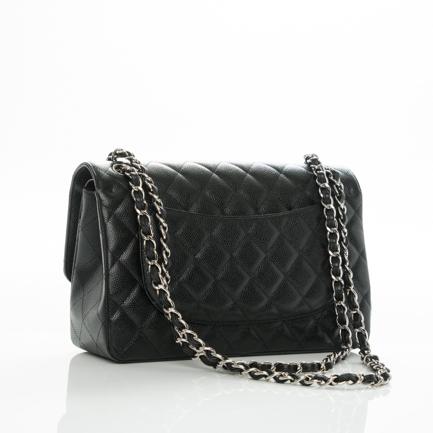 Caviar Quilted Jumbo Double Flap Black