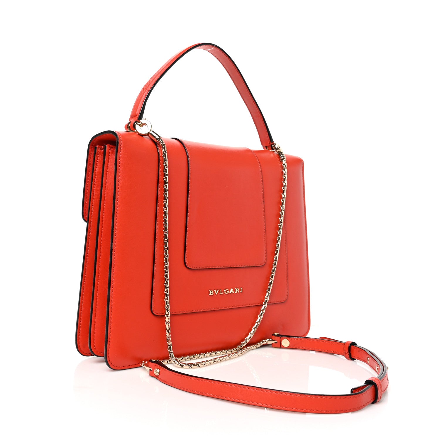 Bulgari Calfskin Large Serpenti Forever Top Handle Red Clay 3 of 8