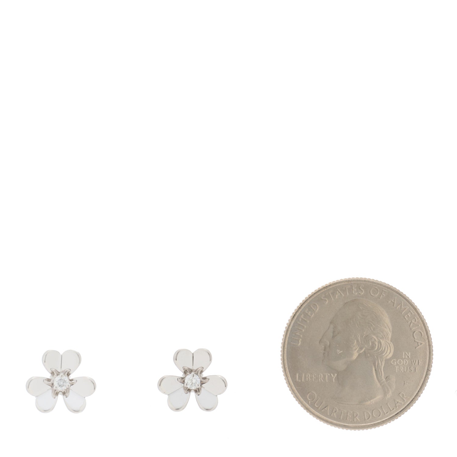 Van Cleef & Arpels 18K White Gold Diamond Mini Frivole Earrings 2 of 5