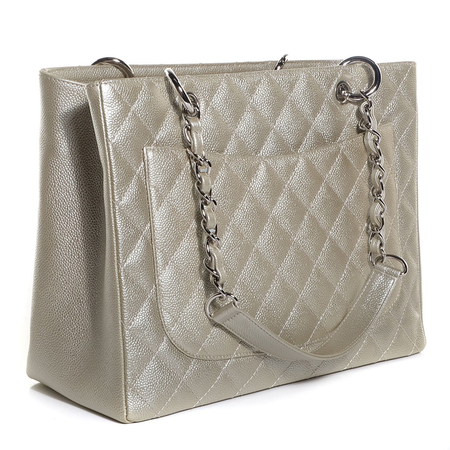 Caviar Quilted Grand Shopping Tote GST Light Gold