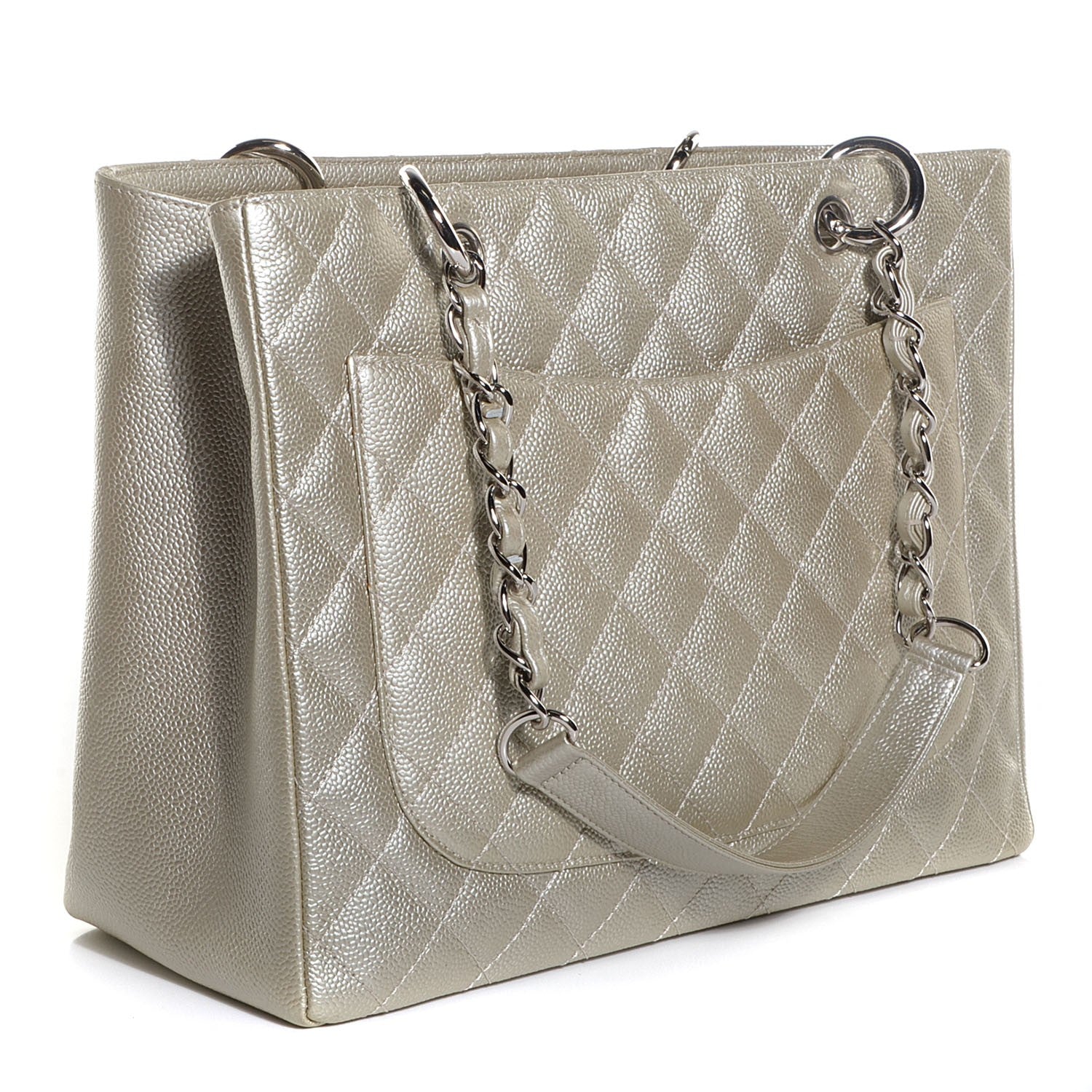 Chanel Caviar Quilted Grand Shopping Tote GST Light Gold 3 of 8