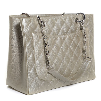 Chanel Caviar Quilted Grand Shopping Tote GST Light Gold 3 of 8