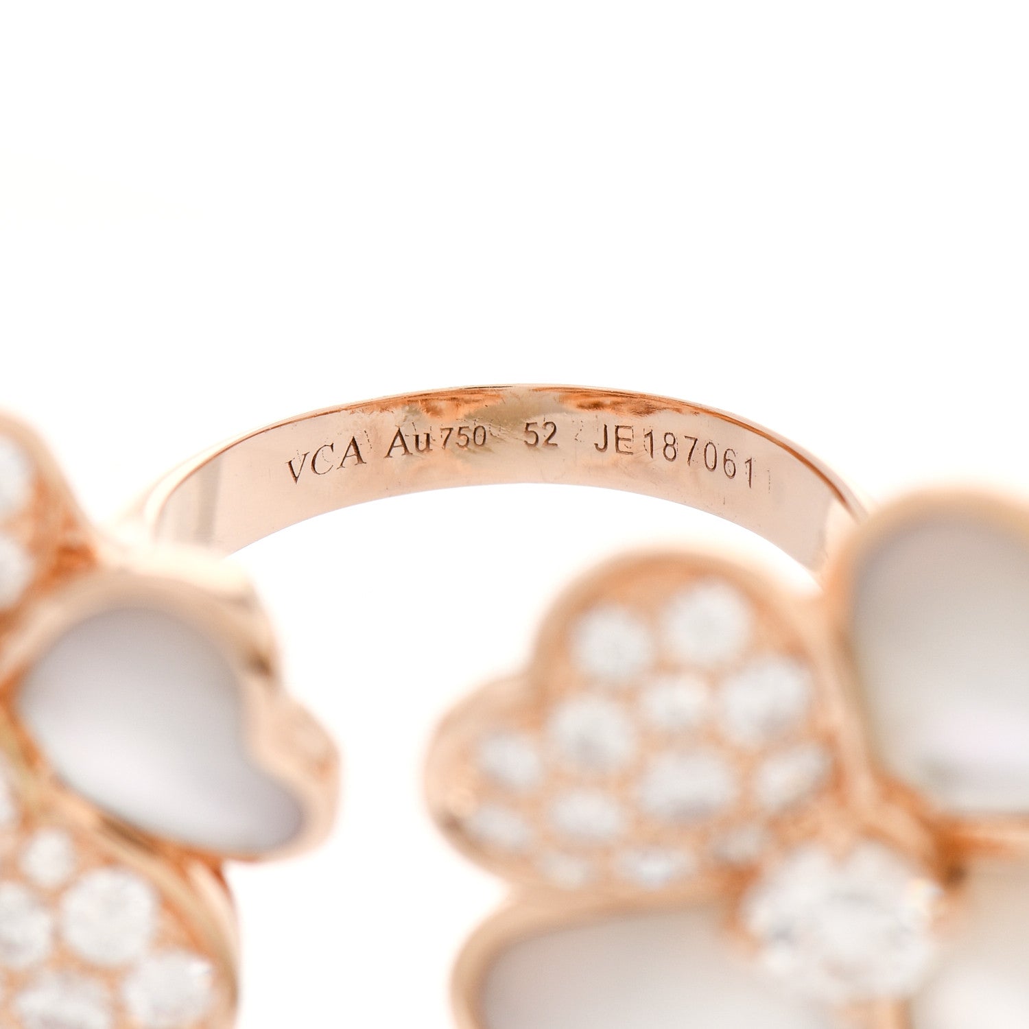 Van Cleef & Arpels 18K Rose Gold Diamond Mother of Pearl Cosmos Between The Finger Ring 52 6 5 of 6