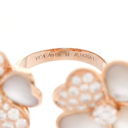 Van Cleef & Arpels 18K Rose Gold Diamond Mother of Pearl Cosmos Between The Finger Ring 52 6 5 of 6