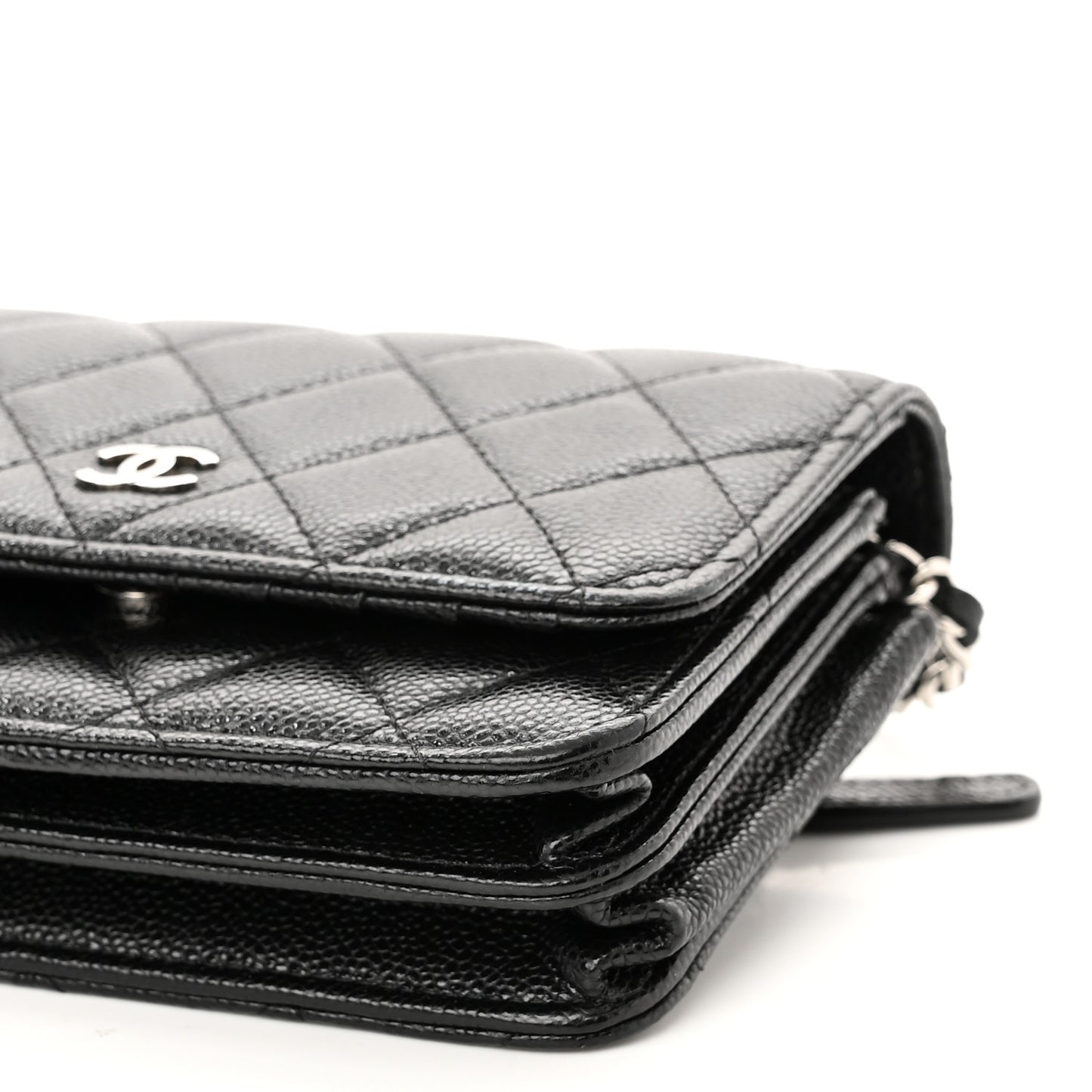Caviar Quilted Mini Wallet On Chain WOC Black