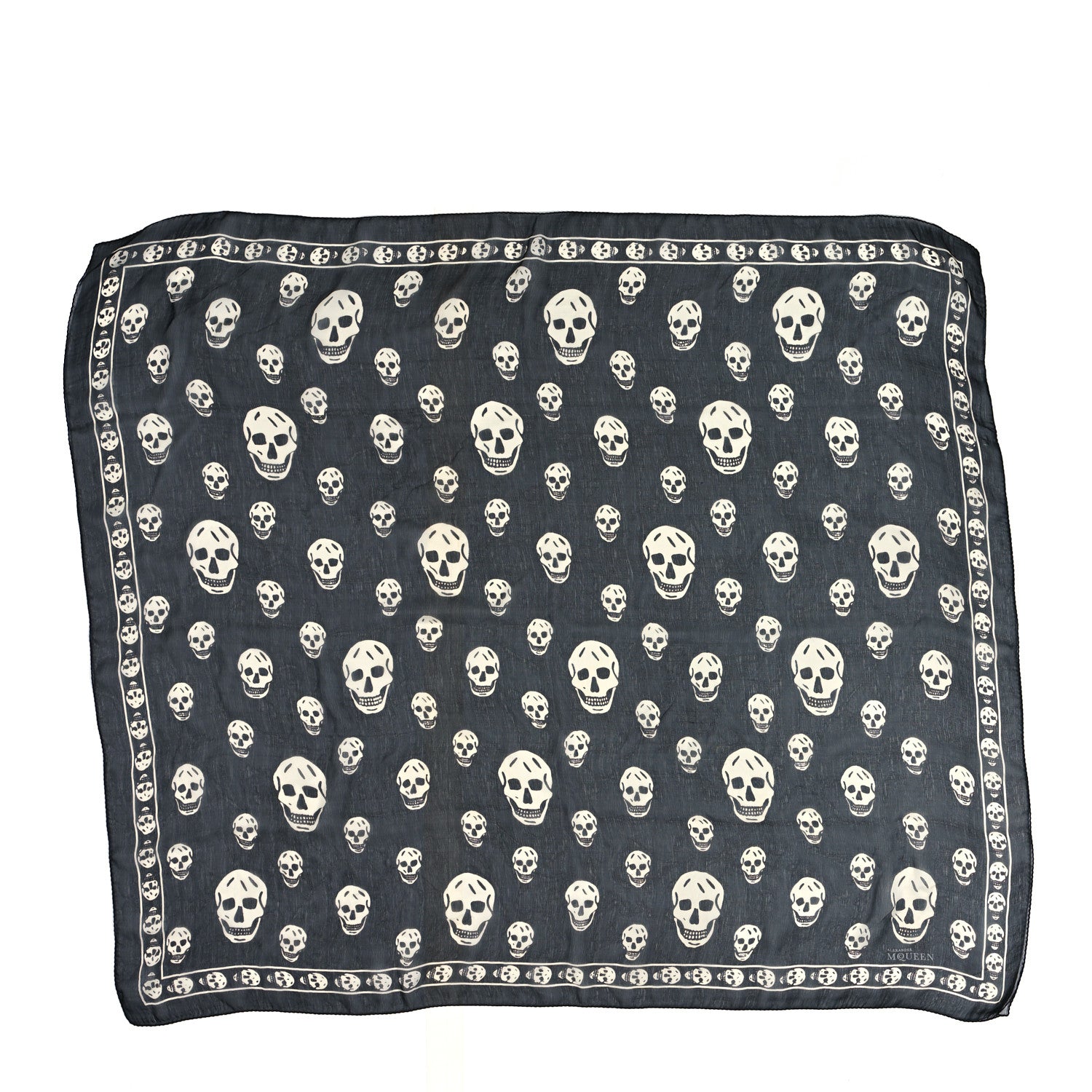 Alexander McQueen Silk Chiffon Skull Scarf Black Ivory 1 of 3