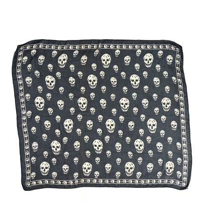 Alexander McQueen Silk Chiffon Skull Scarf Black Ivory 1 of 3