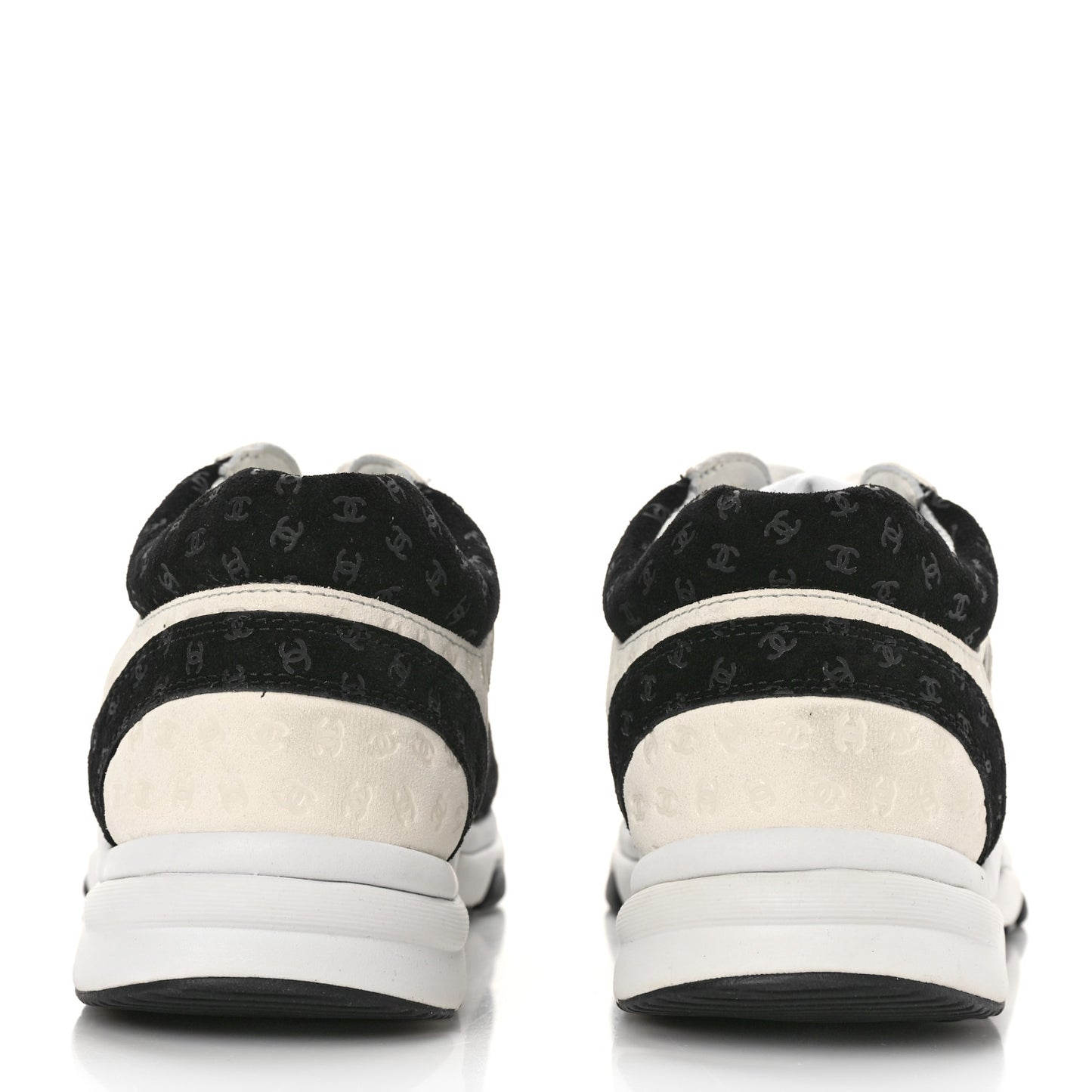Nylon Suede Calfskin Printed CC Sneakers 41.5 White Black