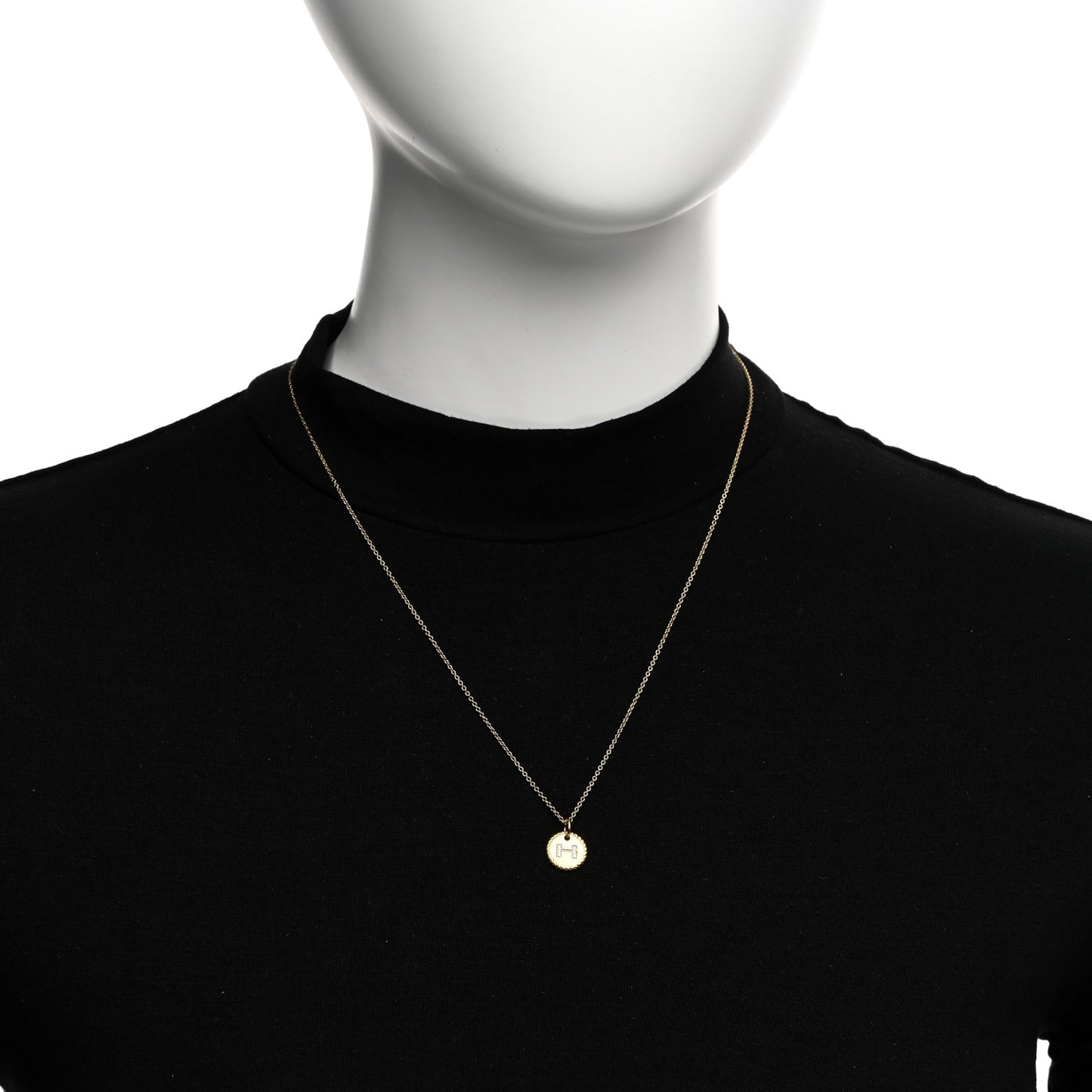18K Yellow Gold Diamond Initial H Charm Necklace