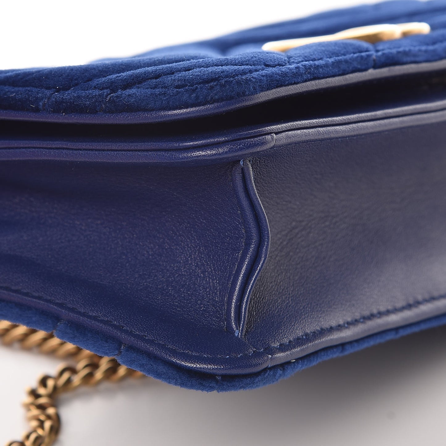 Velvet Matelasse GG Marmont Mini Bag Cobalt Blue