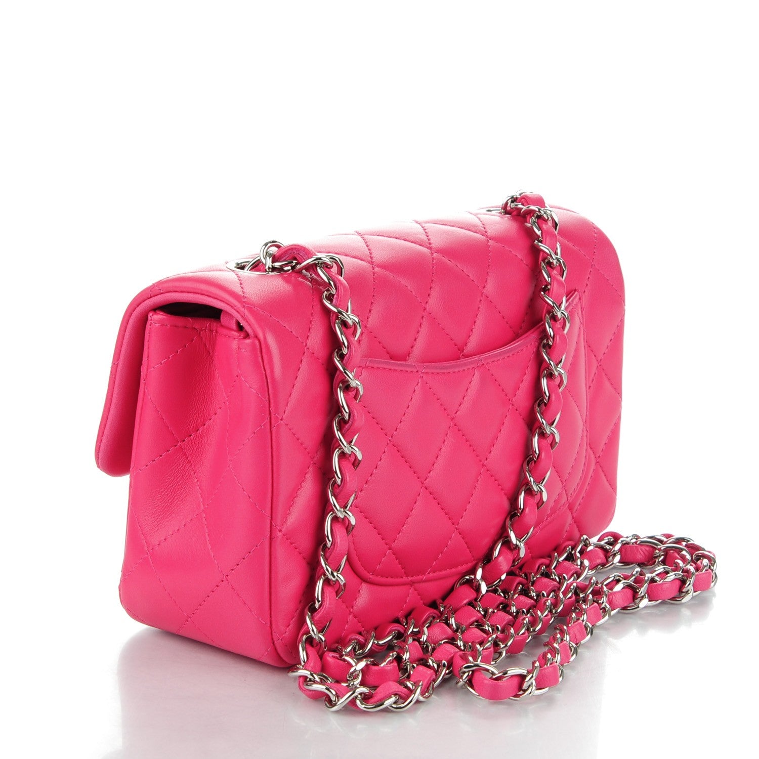 Chanel Lambskin Quilted Mini Rectangular Flap Dark Pink 3 of 8