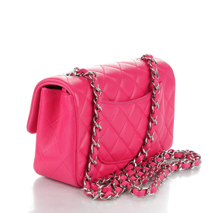 Chanel Lambskin Quilted Mini Rectangular Flap Dark Pink 3 of 8