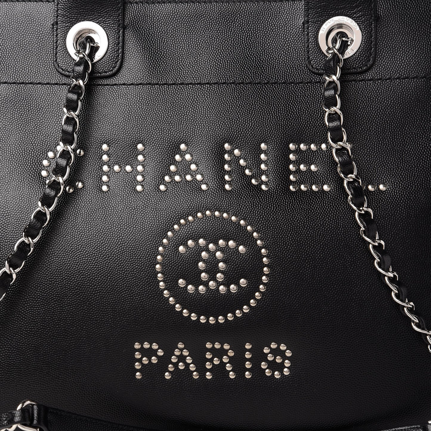 Caviar Small Studded Deauville Tote Black
