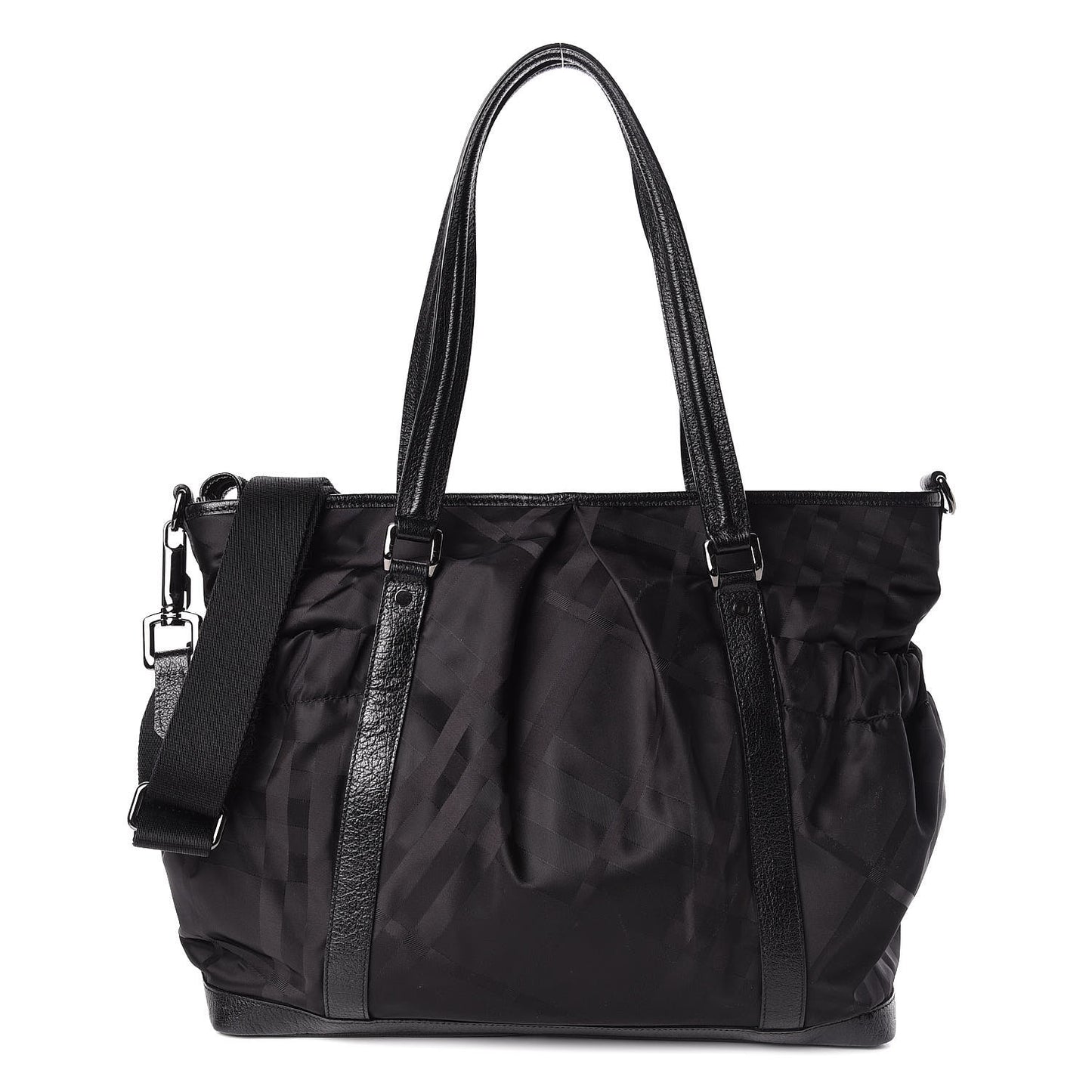 Nylon Tonal Check Diaper Bag Black