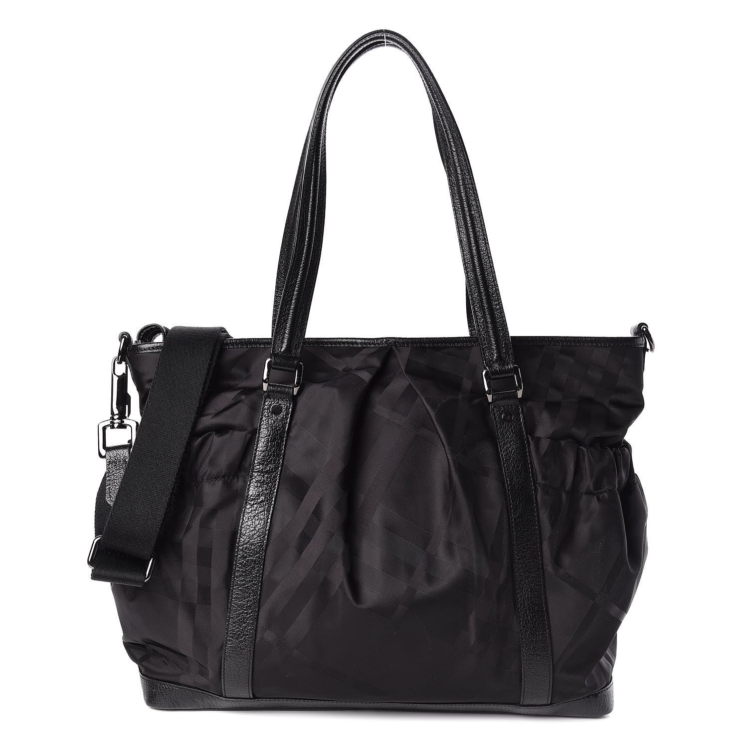 Burberry Nylon Tonal Check Diaper Bag Black 1 of 10