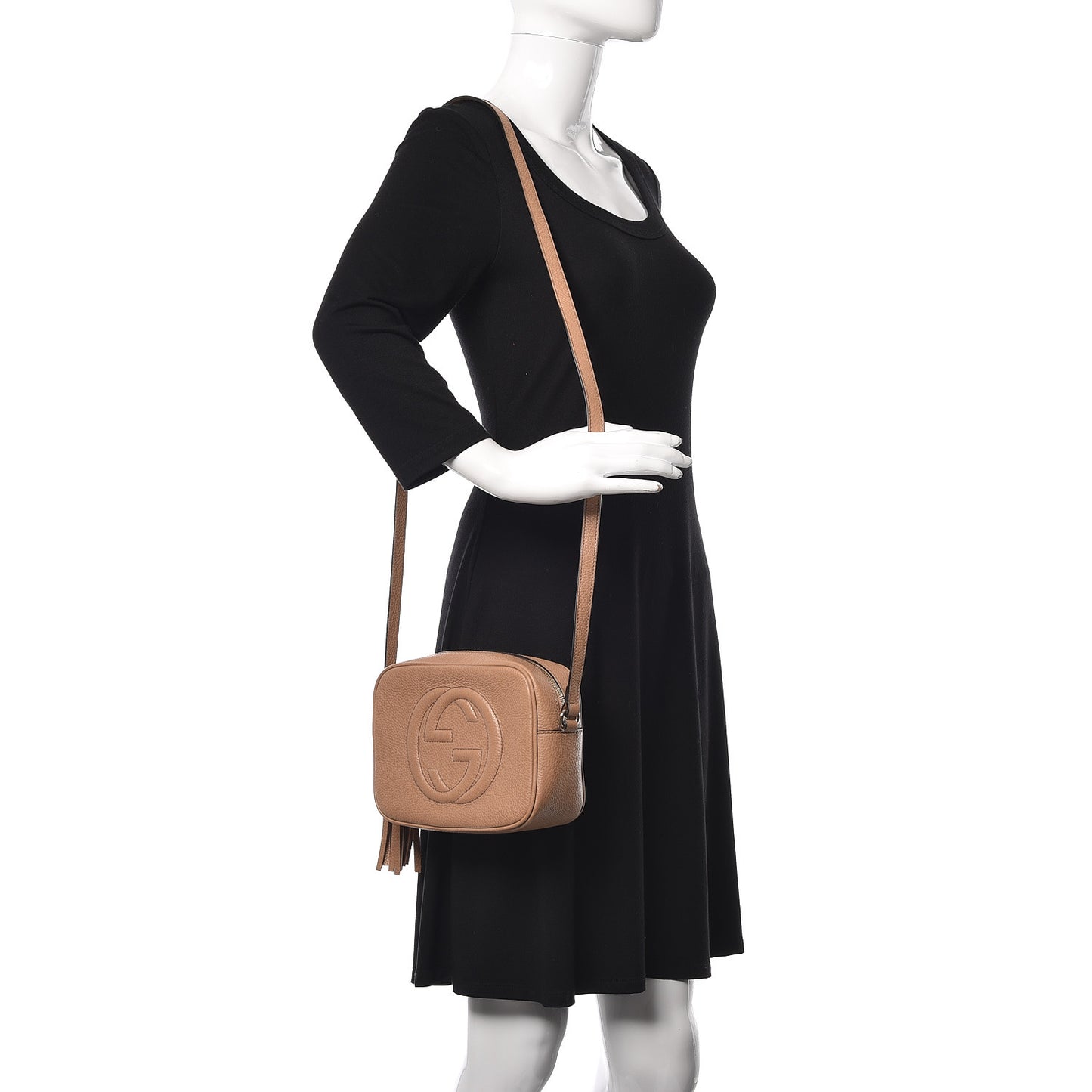Pebbled Calfskin Small Soho Disco Bag Rose Beige