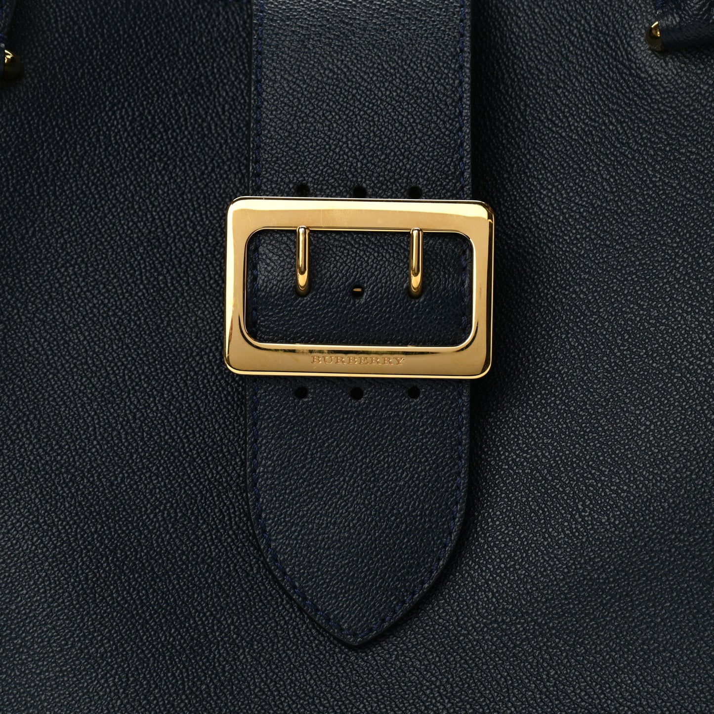 Soft Grain Calfskin Medium Buckle Tote Blue Carbon