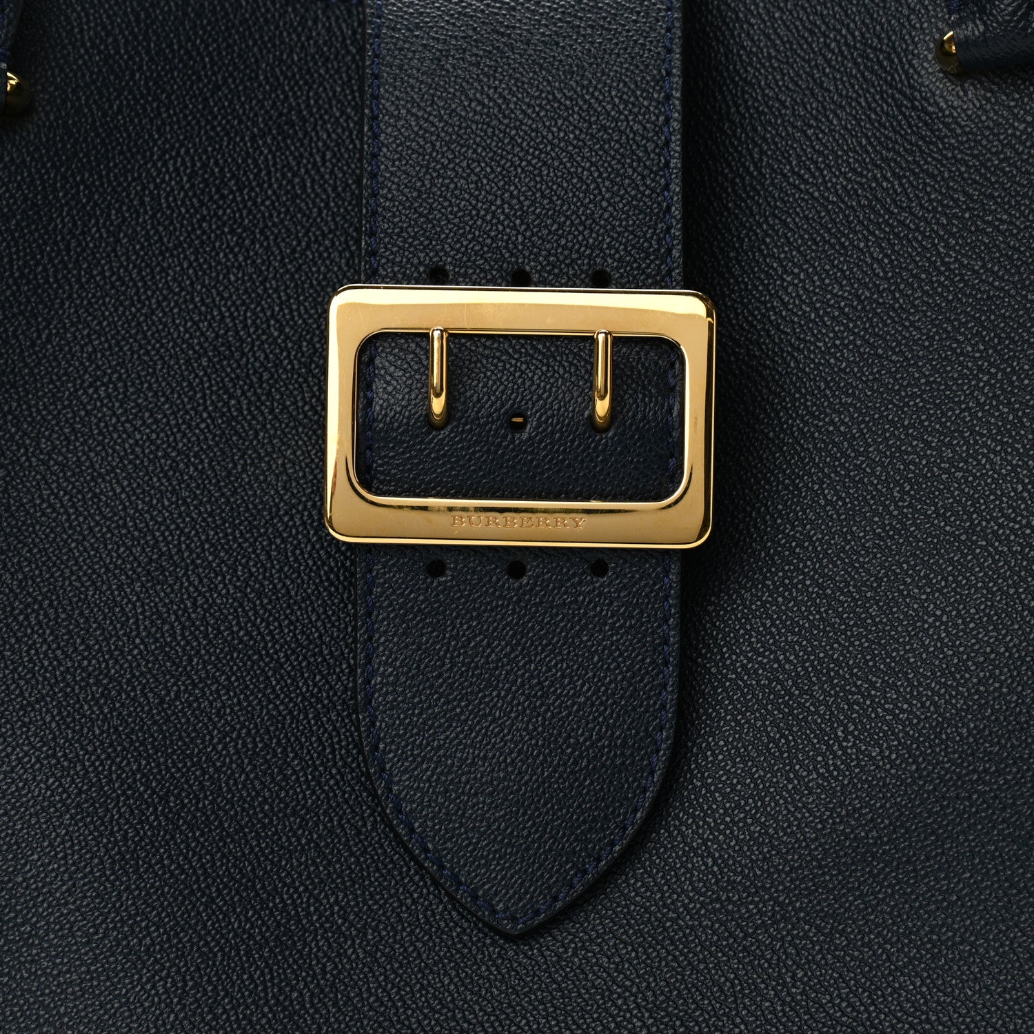 Burberry Soft Grain Calfskin Medium Buckle Tote Blue Carbon 8 of 10