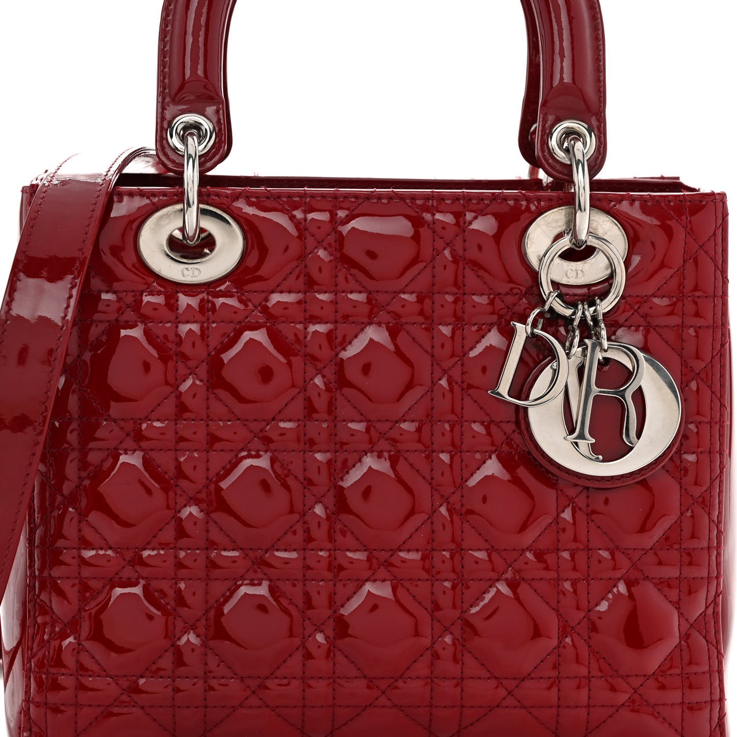 Patent Cannage Medium Lady Dior Red