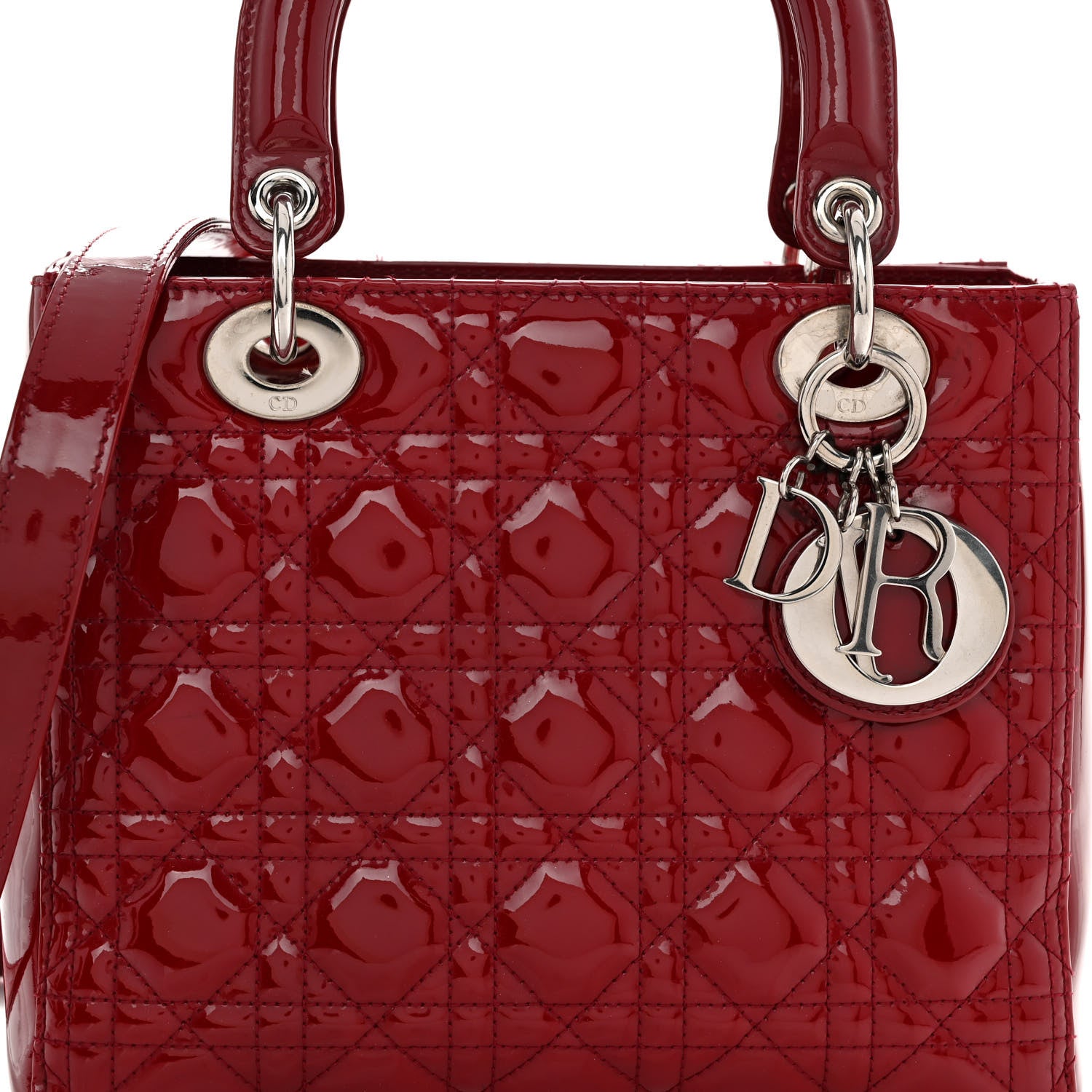 Christian Dior Patent Cannage Medium Lady Dior Red 7 of 9