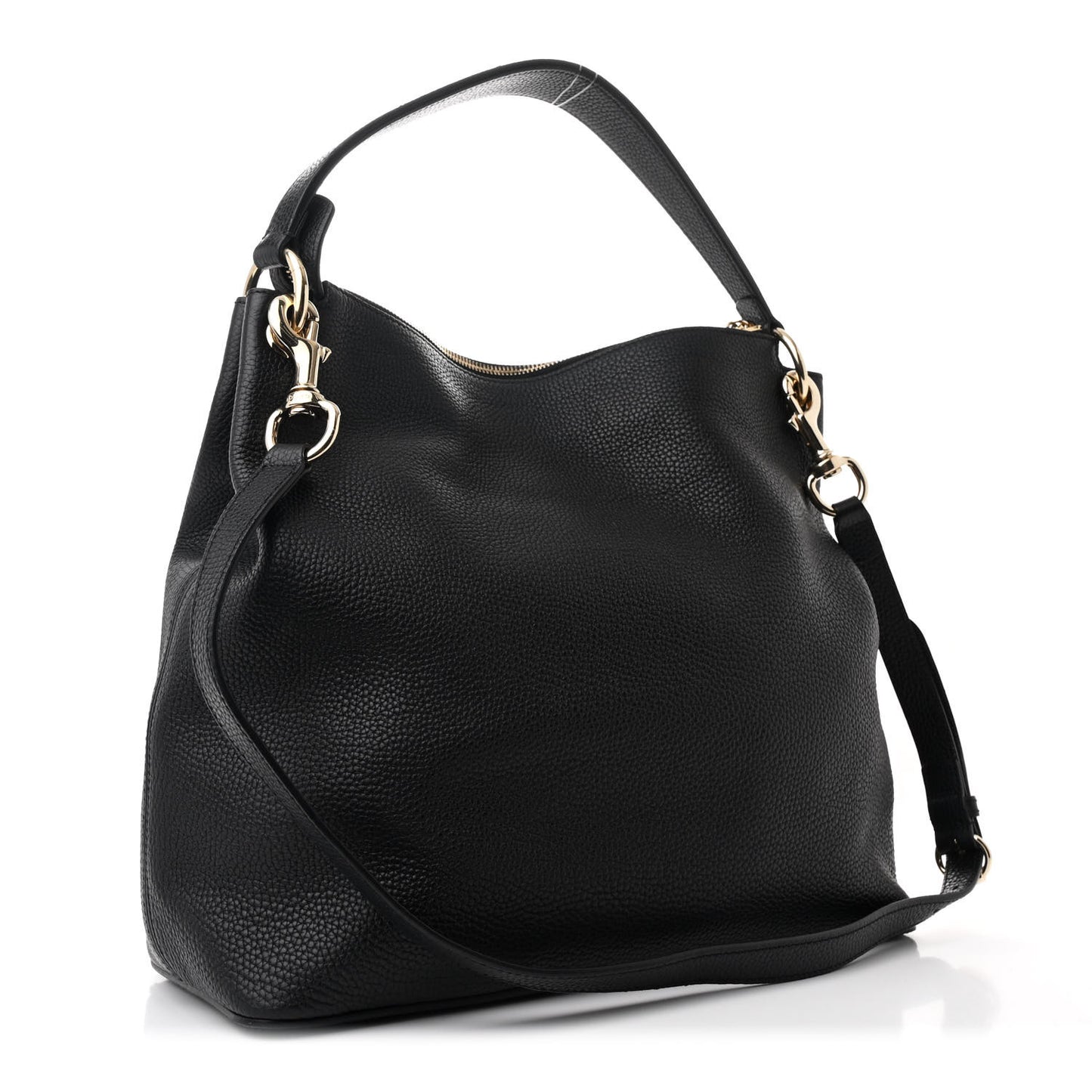 Pebbled Calfskin Large Soho Hobo Black