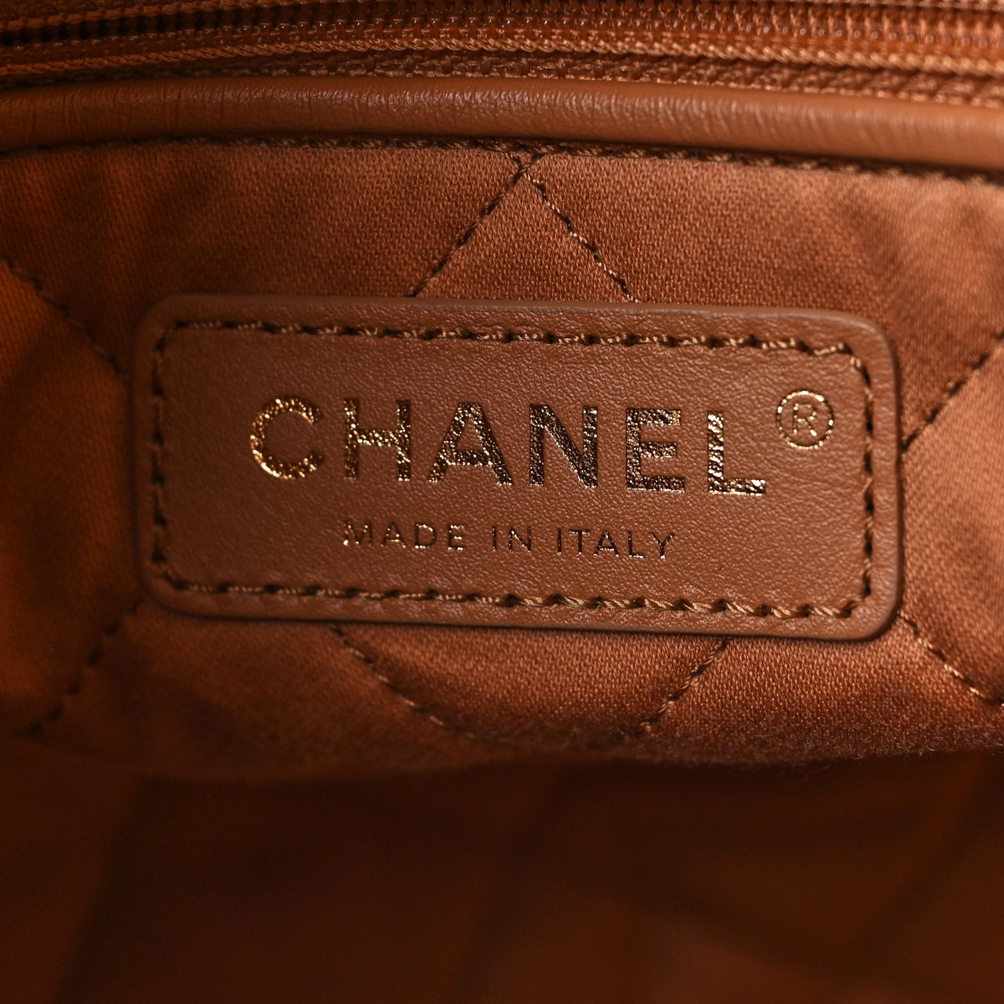 Shiny Calfskin Quilted Large Chanel 22 Brown