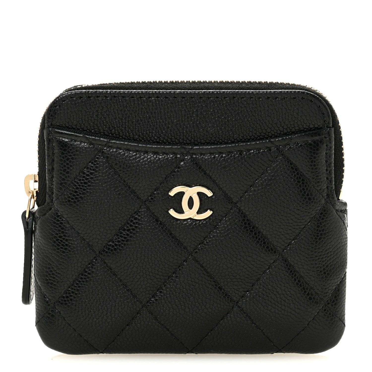 Chanel Caviar Quilted Zip Card Holder Wallet Black 1 of 8
