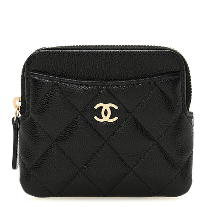 Chanel Caviar Quilted Zip Card Holder Wallet Black 1 of 8