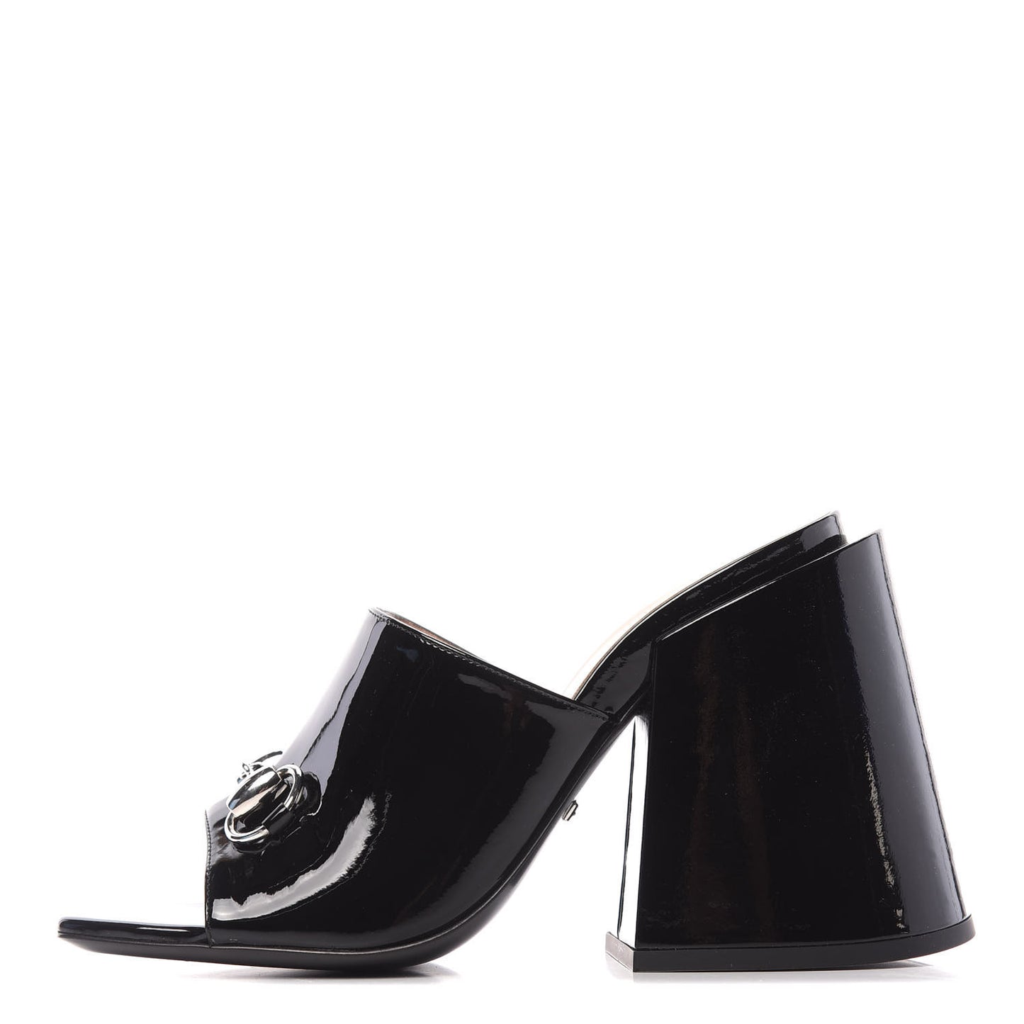 Patent Lexi Horsebit High-Heel Slide Sandals 37.5 Black