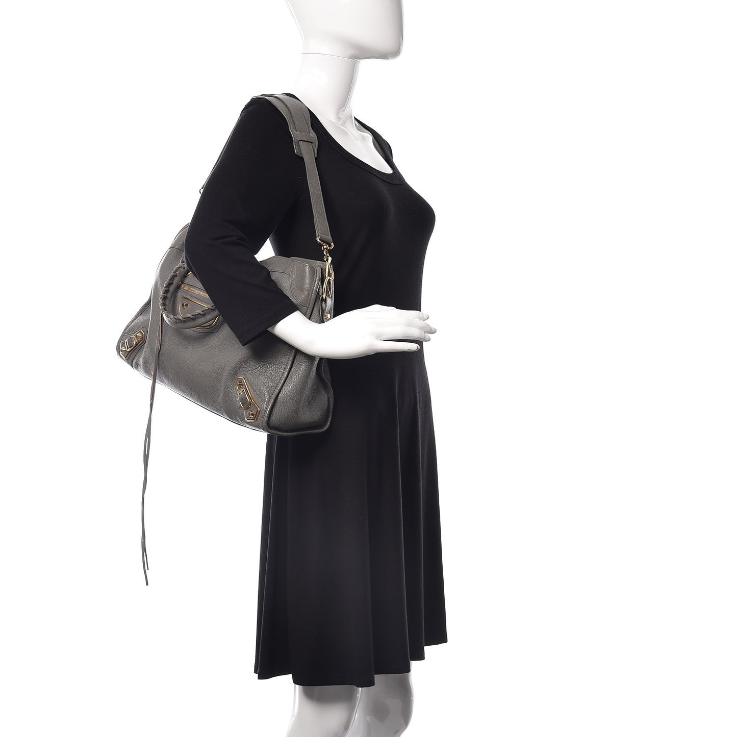 Chevre Gold Metallic Edge Hardware City Gris Acier