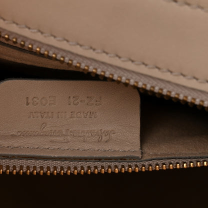 Salvatore Ferragamo Snakeskin Studded Medium Sofia Satchel Beige White 6 of 9