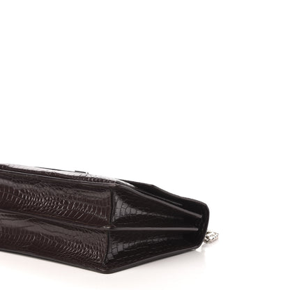 Saint Laurent Calfskin Crocodile Embossed Medium Monogram Sunset Brown 9 of 12