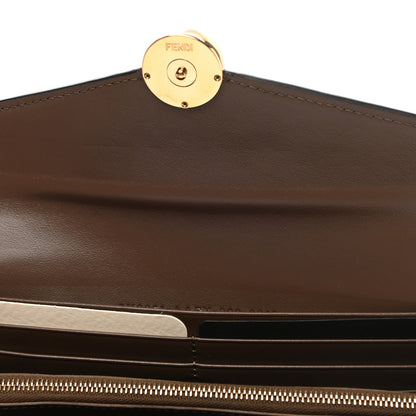 Fendi Vitello Soft F is Fendi Bi-Color FF 1974 Embossed Continental Envelope Wallet Maya Black 9 of 10