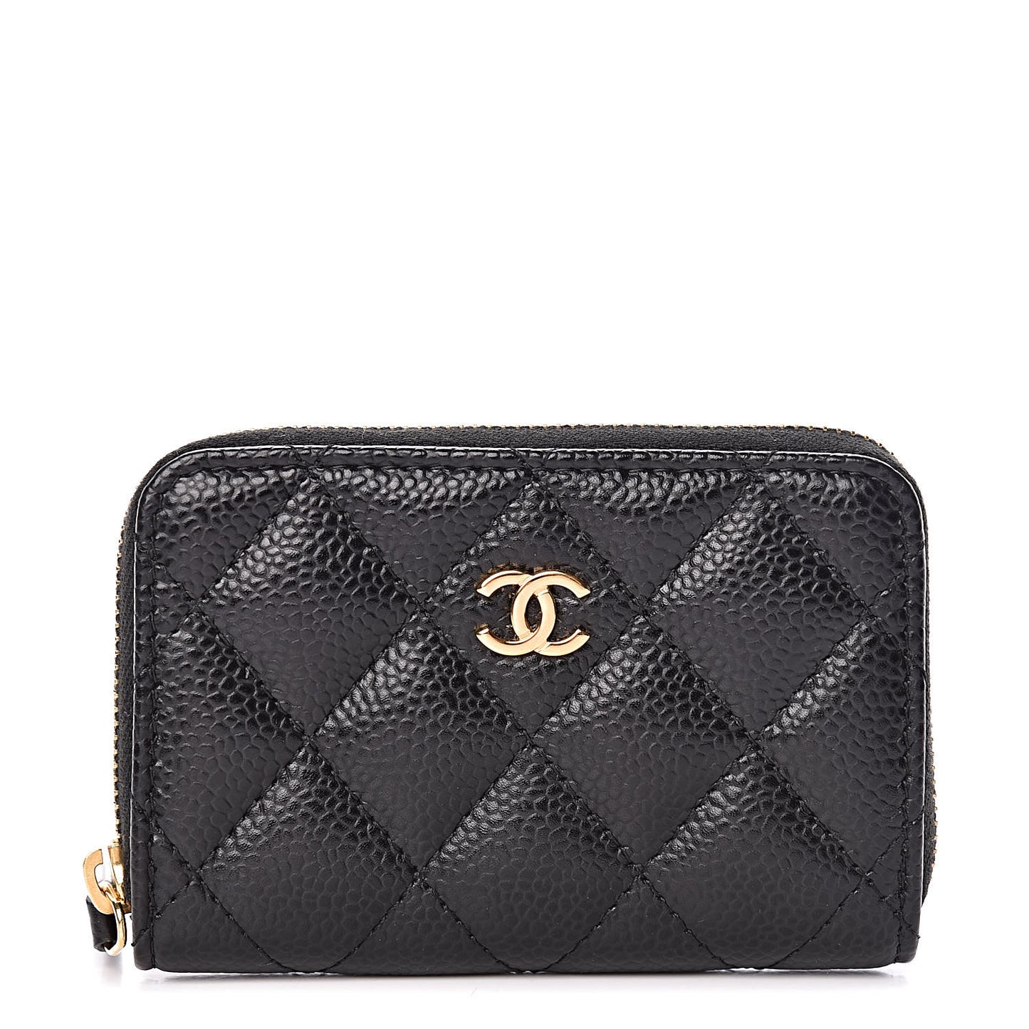 Caviar Quilted Zip Coin Purse Black