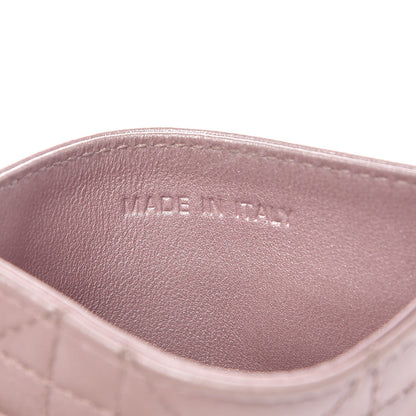 Christian Dior Metallic Lambskin Cannage Lady Dior Card Holder Pink 6 of 8