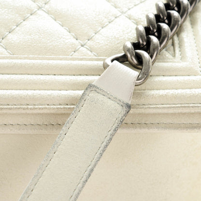 Chanel Goatskin Quilted Large Gentle Boy Flap Dark White 12 of 15