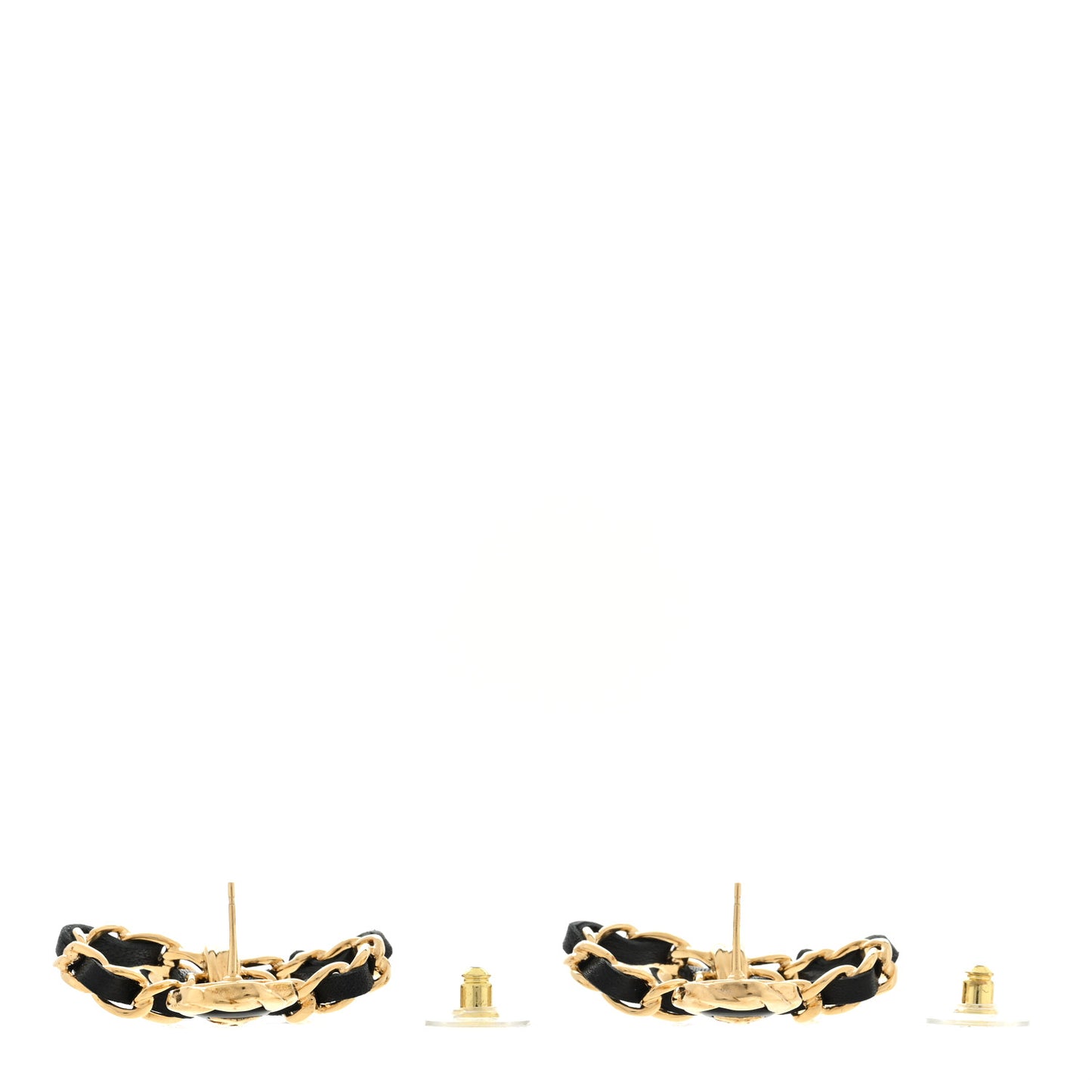 Lambskin Chain Bow Drop Earrings Black Gold