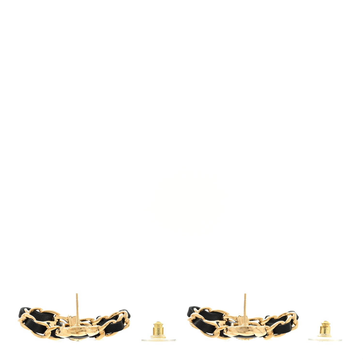 Chanel Lambskin Chain Bow Drop Earrings Black Gold 3 of 4