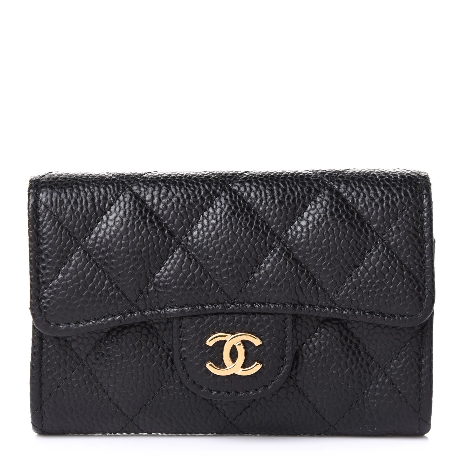 Chanel Caviar Quilted Flap Card Holder Wallet Black 1 of 8