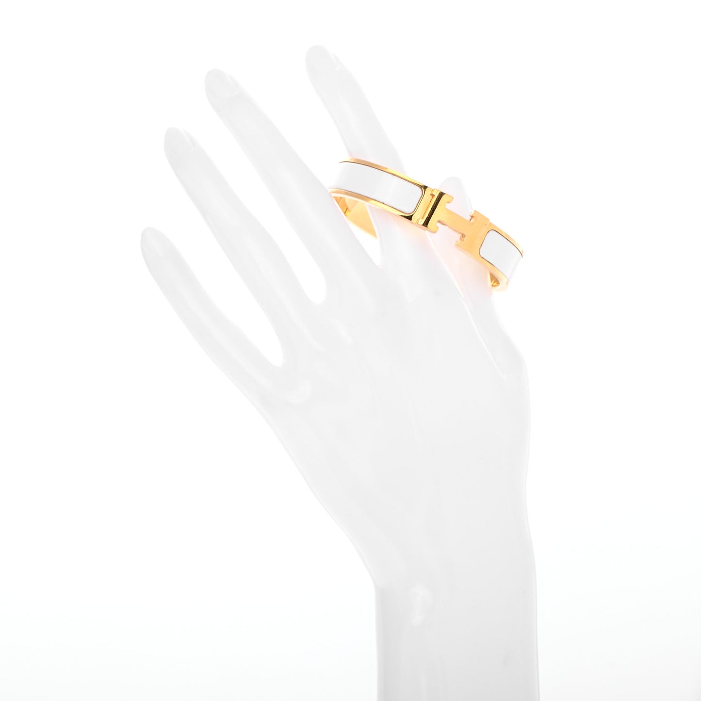 Enamel Narrow Clic Clac H Bracelet PM White