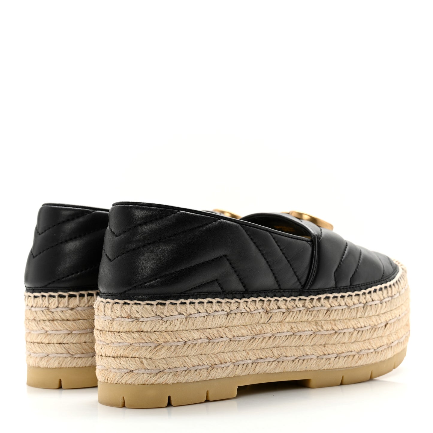 Nappa Matelasse GG Marmont Platform Espadrilles 35.5 Black