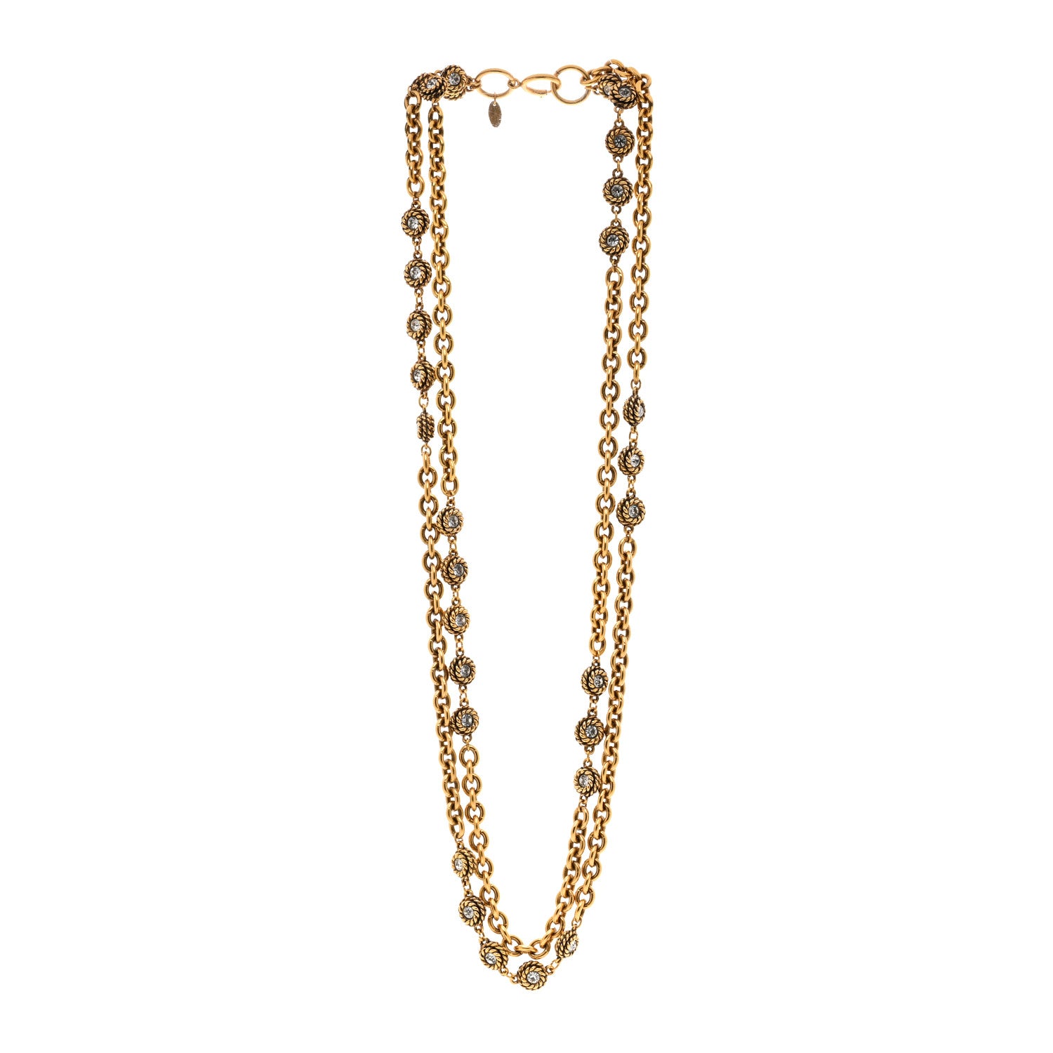 Chanel Crystal Chain Long Necklace Belt Gold 3 of 5
