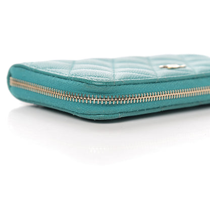 Chanel Caviar Quilted Small Zip Around Wallet Turquoise 12 of 14